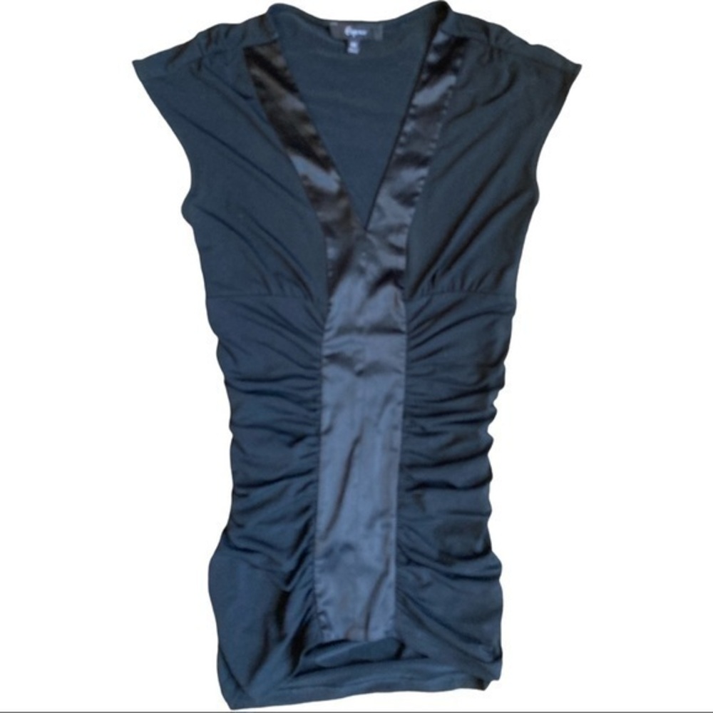 Express size XS black fitted ruched satin sexy top